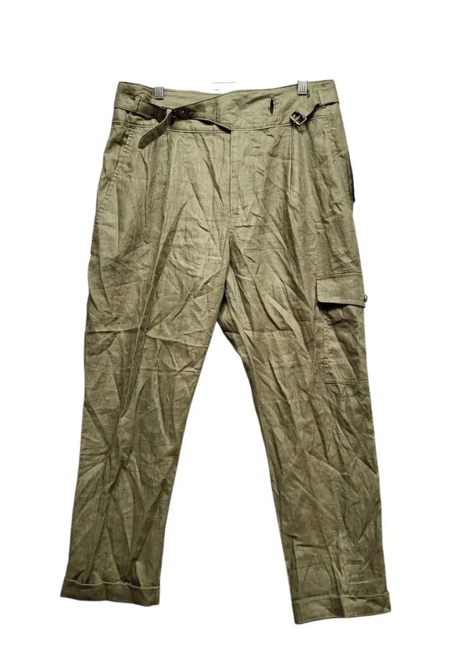 Lauren RL linen ankle cargo pants green 8